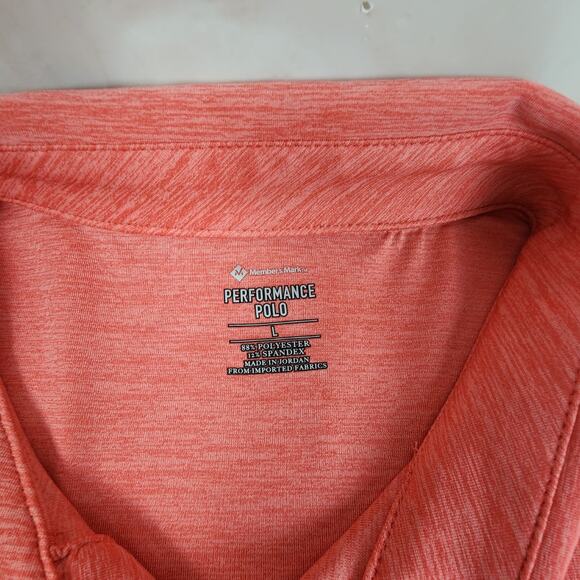 Member's Mark Peach Colored Performance Golf Polo Collared Shirt Men's Size L - Picture 5 of 6